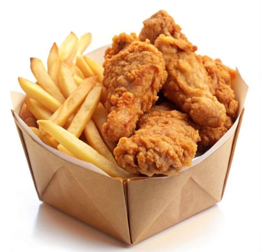 Crispy chicken with fries